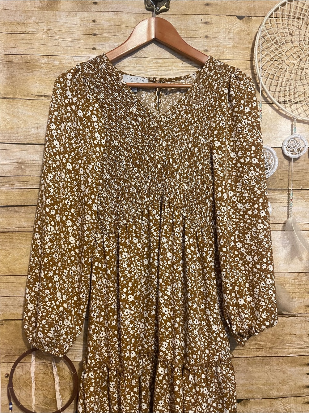 Boho Cottagecore Hayden LA Long sleeve floral midi dress with long sleeves - Picture 7 of 10
